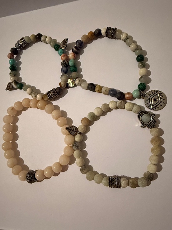 Bohemian Beaded Bracelet Set with Evil Eye and Hamsa Charms - Picture 2 of 7